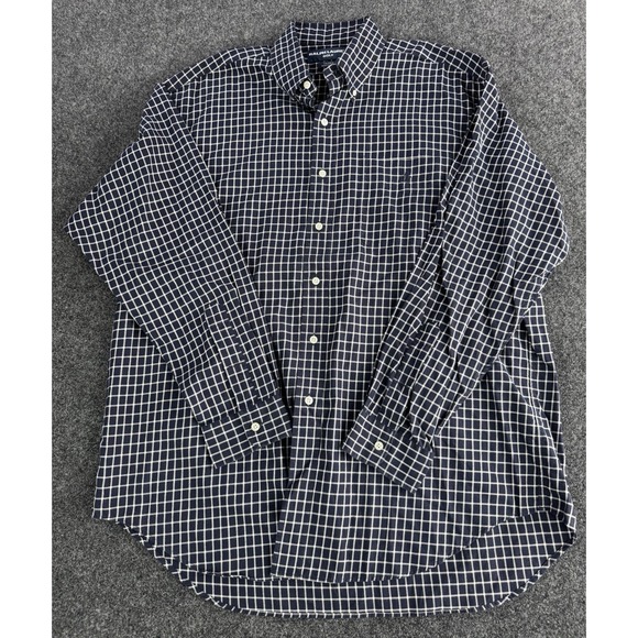 VTG Ralph Lauren Golf Navy Windowpane Button Down Shirt Men's L - Picture 2 of 8